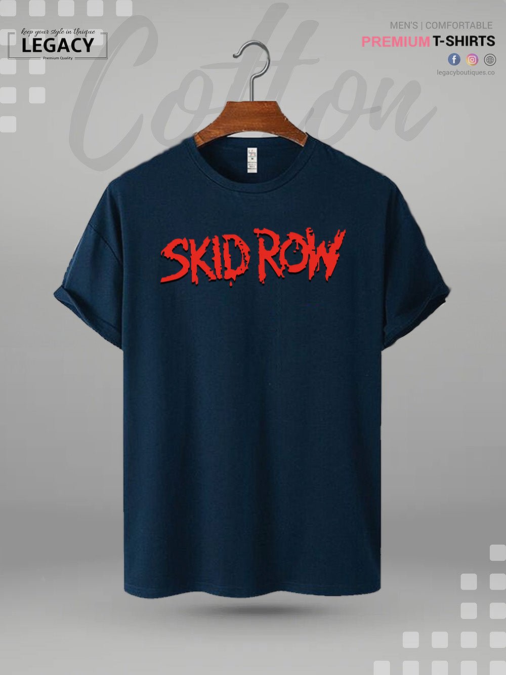 Skid Row Red Logo Black Printed Men's Premium Quality T-Shirt In Lowest Price